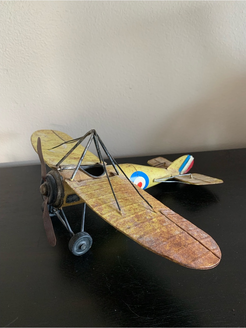 Royal British Air Force WW1 Airplane Die Cast Model Weathered Rust Man Cave Den